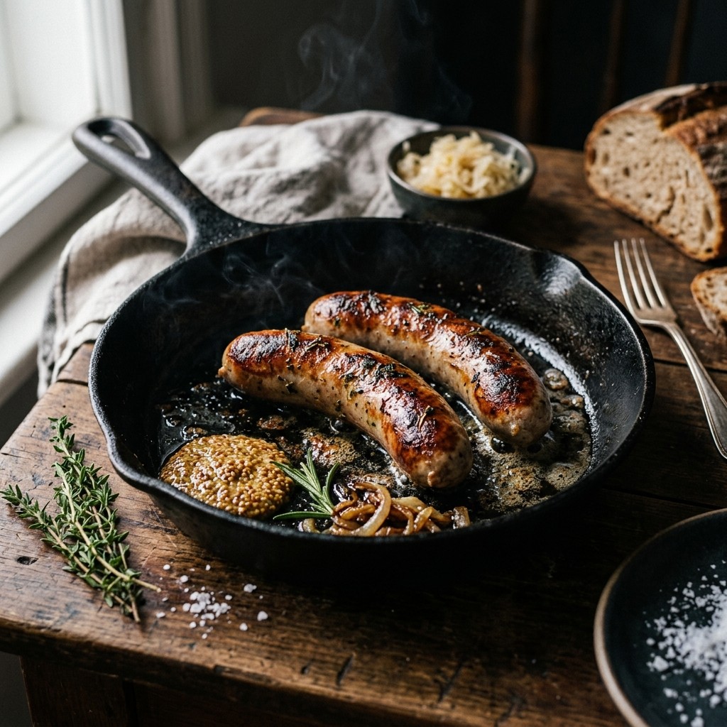Bratwurst Rezept in der Pfanne perfekt braten