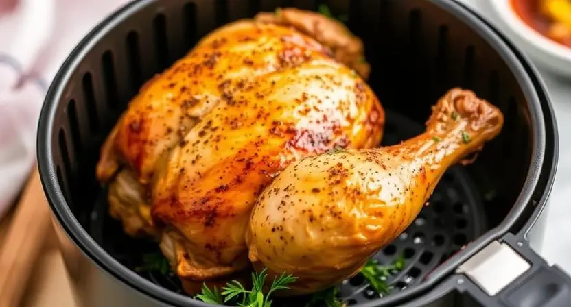 Ganzes Hähnchen in der Heißluftfritteuse