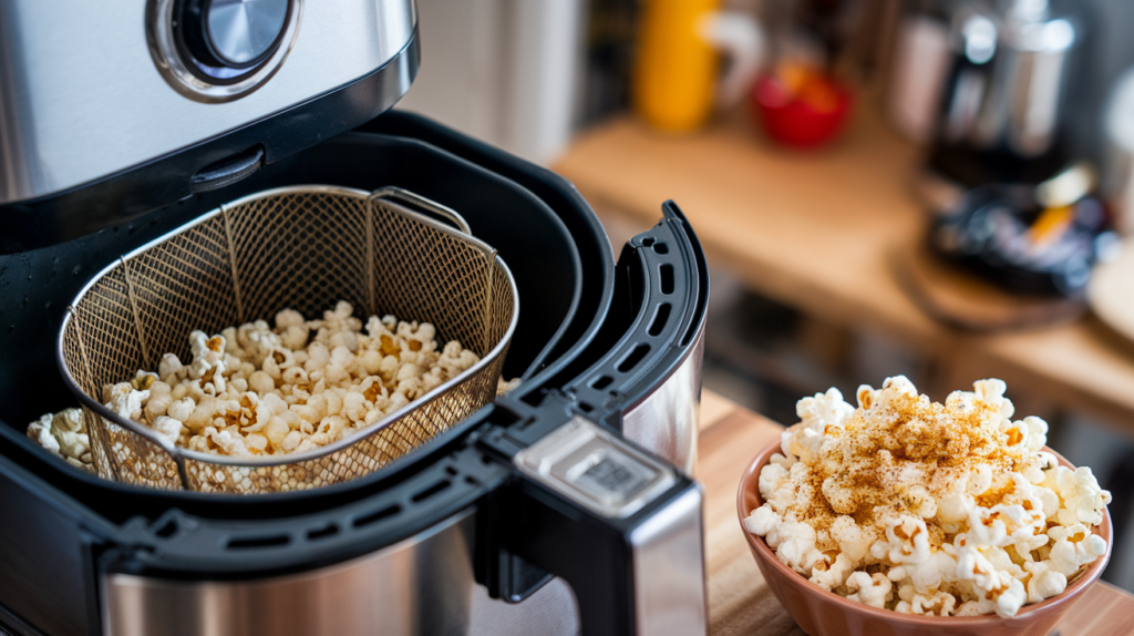 Knuspriges Popcorn in der Heißluftfritteuse – schnell und gesund (2 Portionen)
